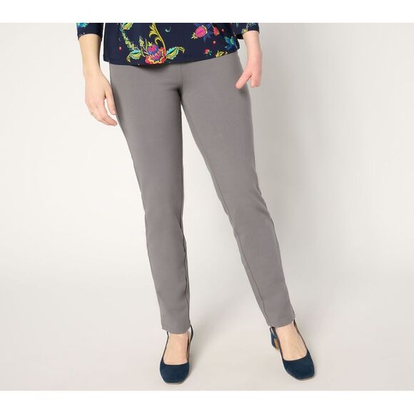 Women with Control Women's Pants Sz S Tummy Regular 86 Straight Leg Gray A675814 - Picture 1 of 4
